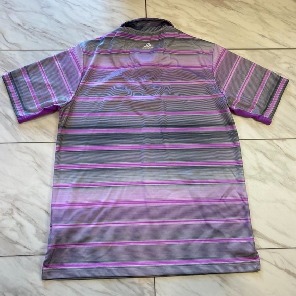 Adidas Golf Performance Polo Pink Gray Purple Stripes 2013 US Open Merion Medium - Picture 3 of 6